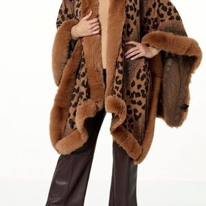 G by Giuliana Animal Print Cape with Faux Fur